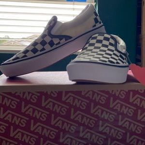 Checkered slip on vans